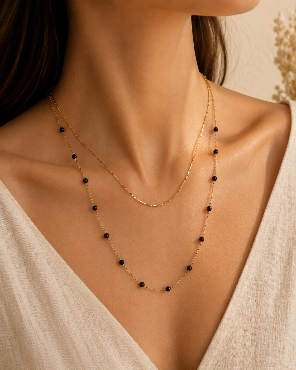 Collar Glamore Mykonos Gold & Black