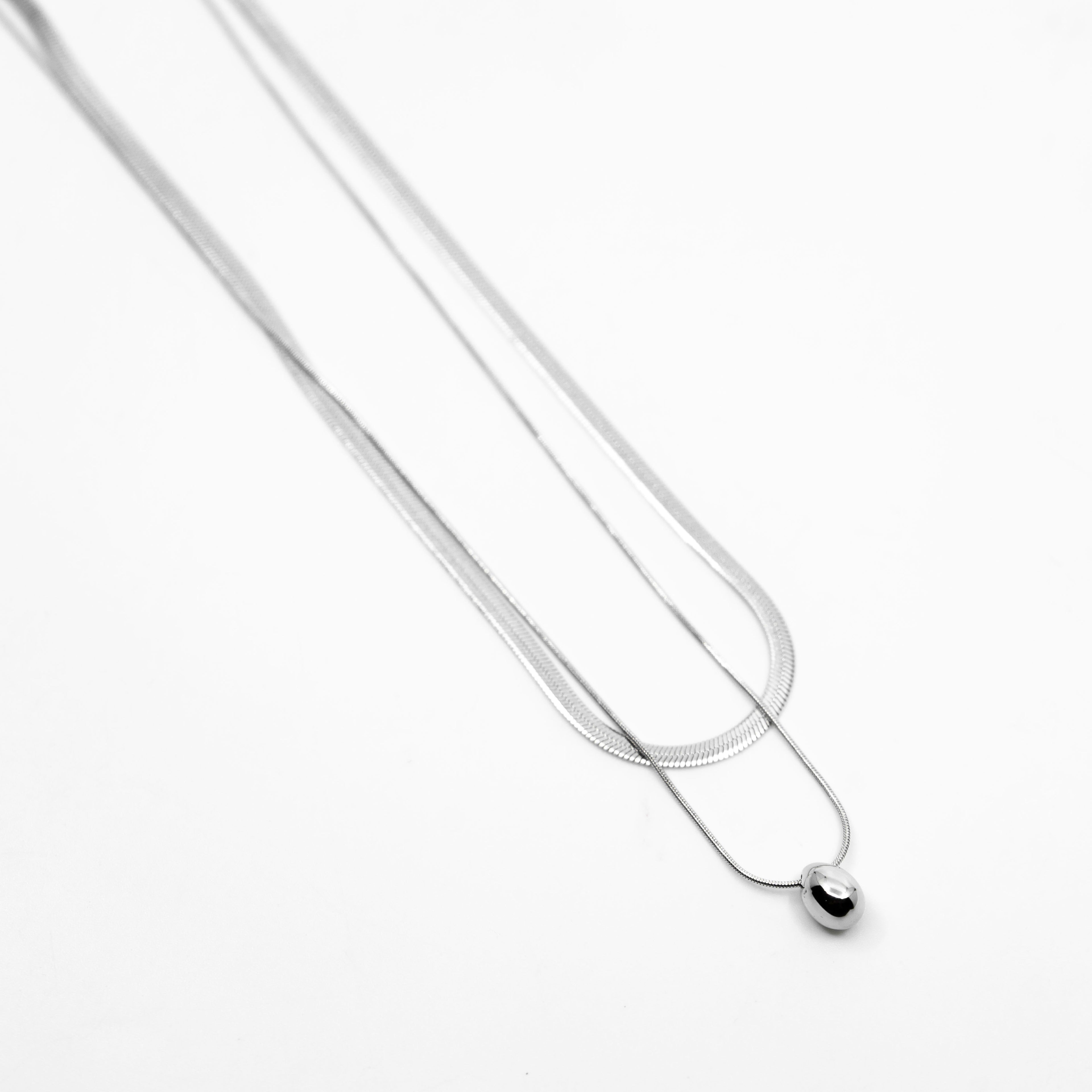 Collar Glamore Doble con Detalle Redondo Silver