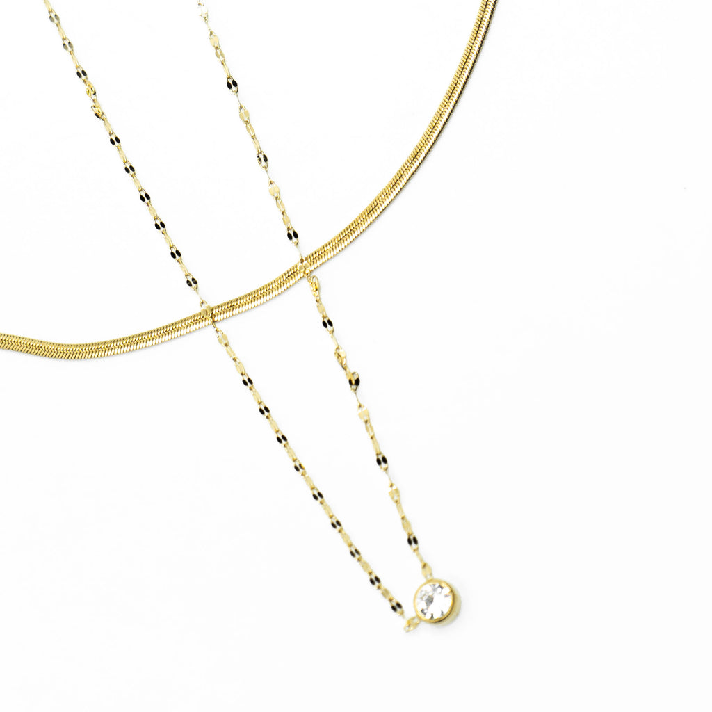 Collar Glamore Doble con Mini Piedra Gold