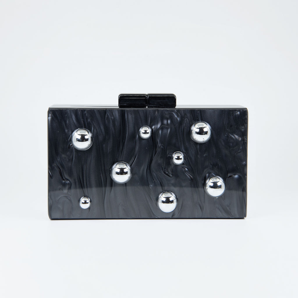 Clutch Cuadrado Elegante – Bandolera con Cadena y Piedra