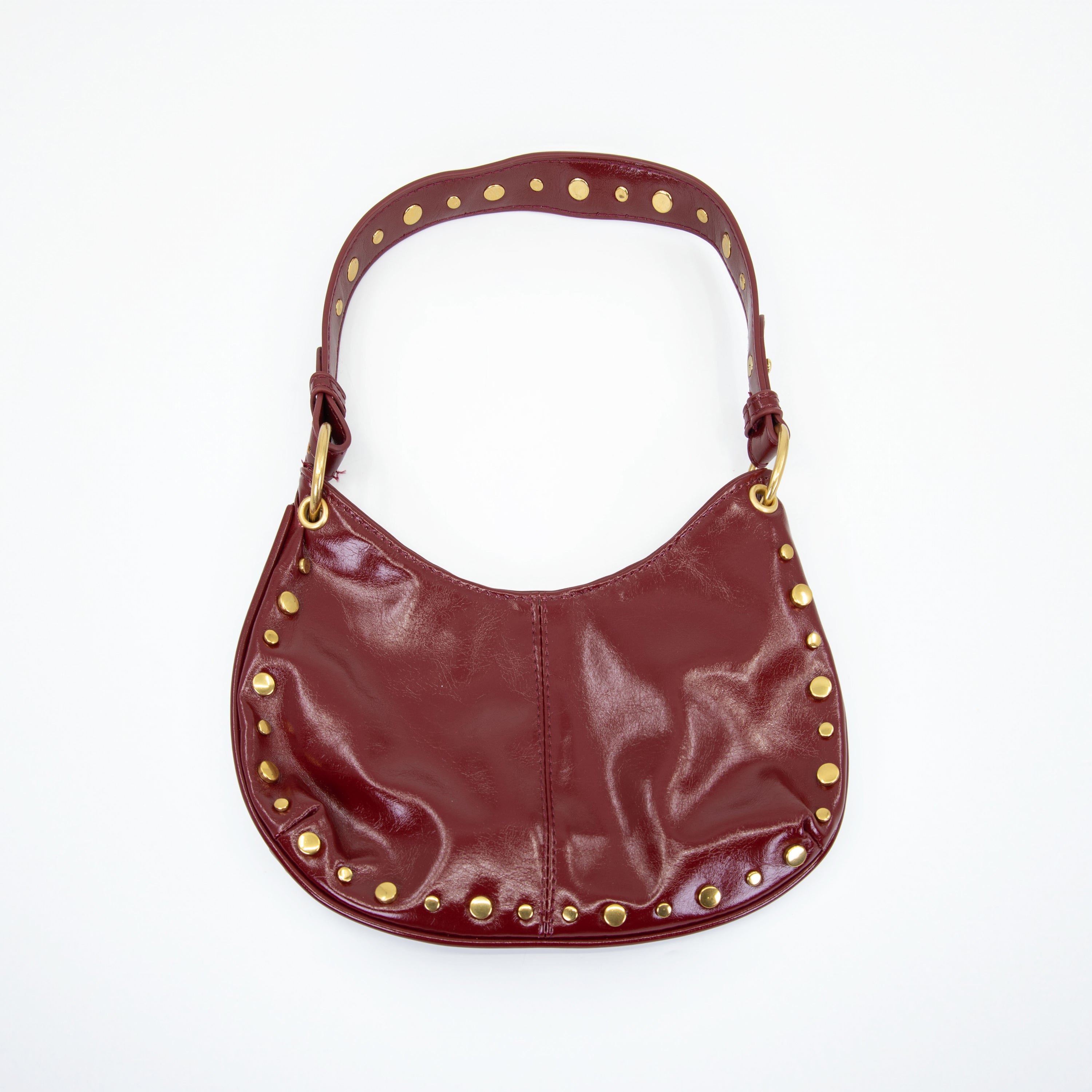 Bolso de Mano color vino con tachas Doradas