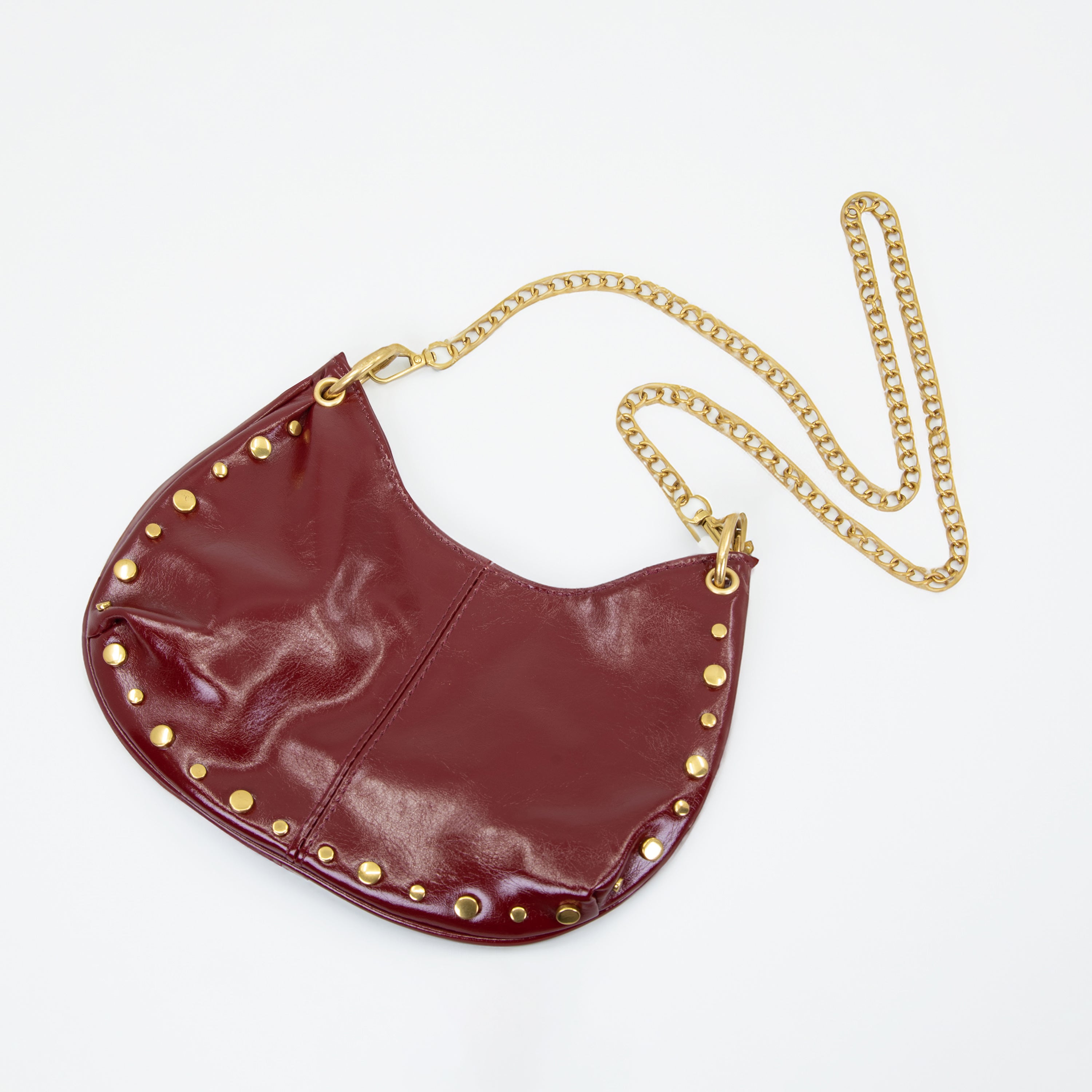 Bolso de Mano color vino con tachas Doradas