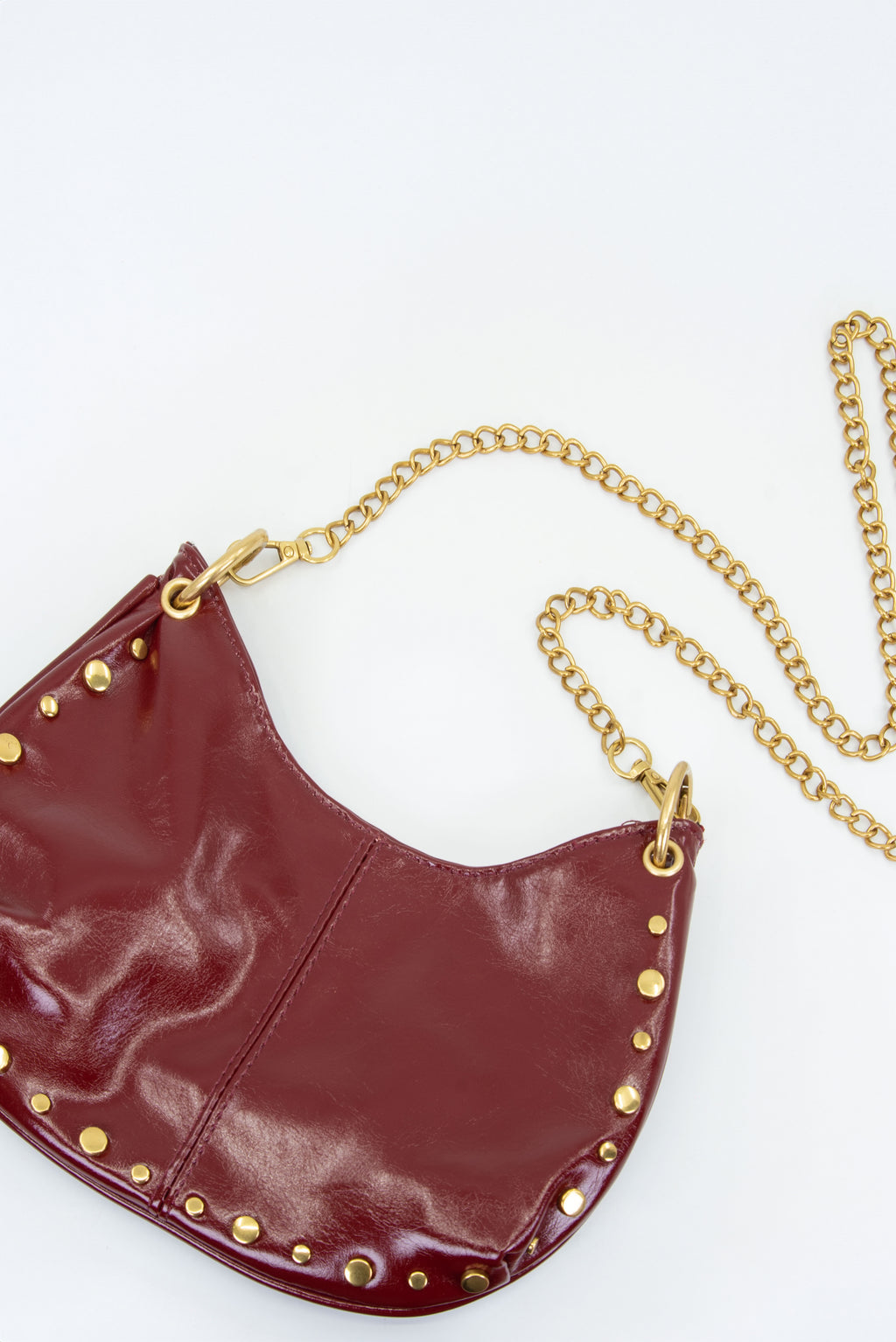 Bolso de Mano color vino con tachas Doradas