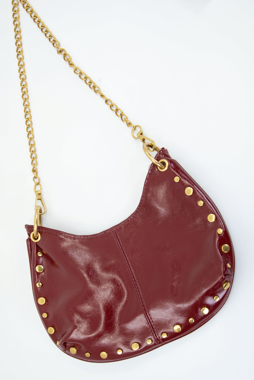 Bolso de Mano color vino con tachas Doradas