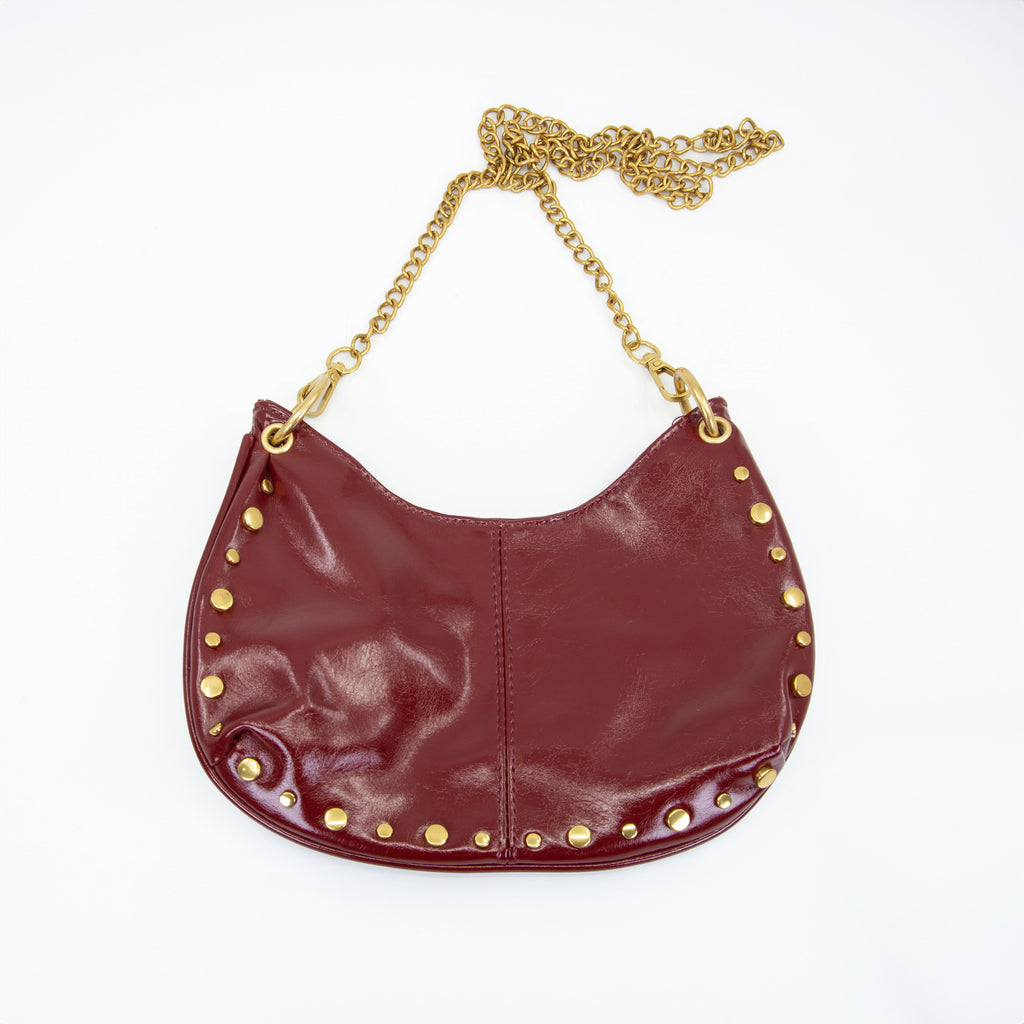 Bolso de Mano color vino con tachas Doradas