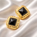 Aros Cuadrado con Negro y Dorado Acero Inoxidable