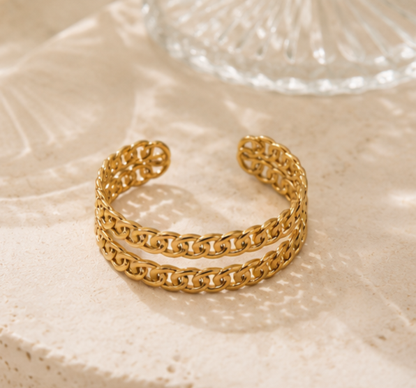 Pulsera Glamore Doble Cadena Gold