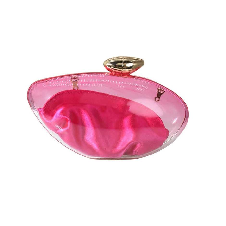 Clutch Transparente con Detalle Dorado