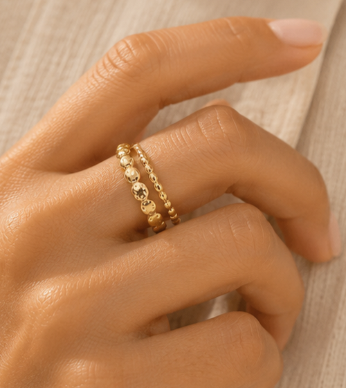 Anillo Glamore con Puntos Dorados