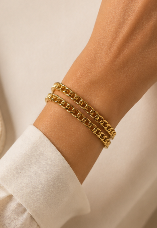 Pulsera Glamore Doble Cadena Gold